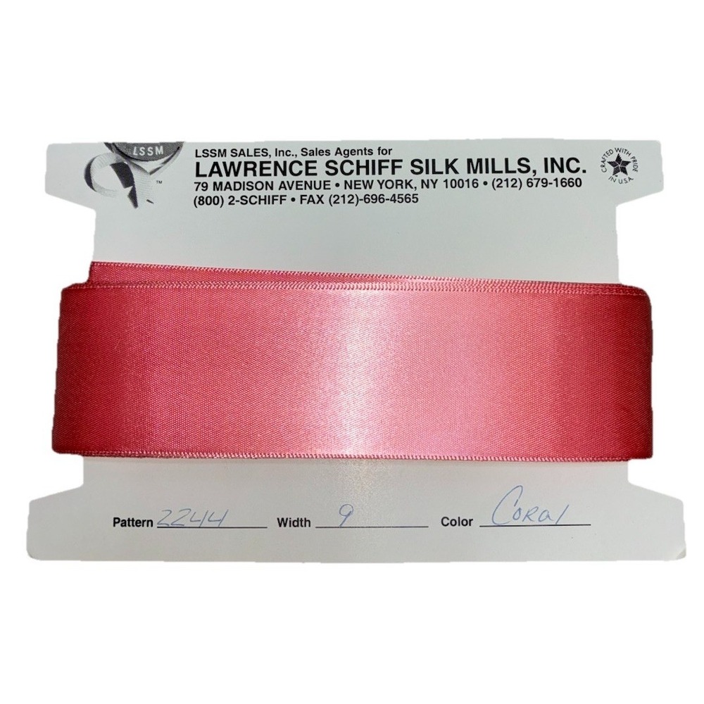 Lawrence Schiff Silk Mills Ribbon Coral‎ 1.5" x 5 yd Made In USA
